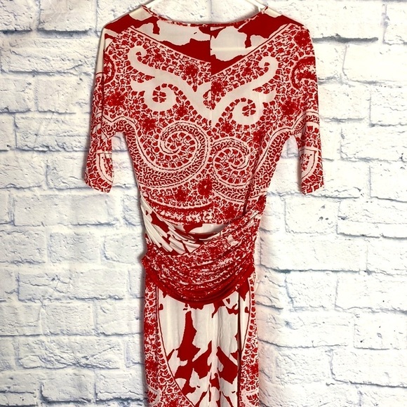 Etro red print jersey 3/4 sleeve dress size 6 - Picture 4 of 6